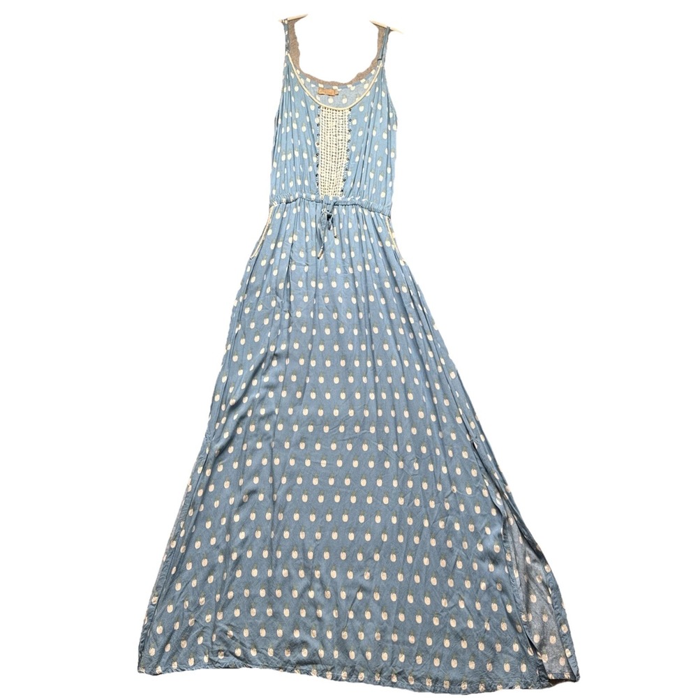 Skemo Dress M Blue Sleeveless Pineapple Maxi Casual Beach Summer Vacation‎ Long